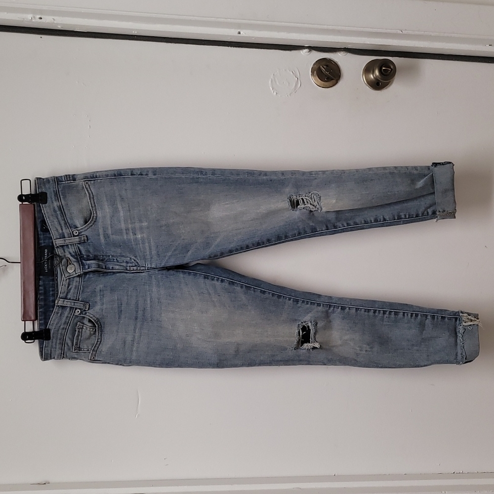 Lucky brand ripped light wash skinny jeans size 4 / 27